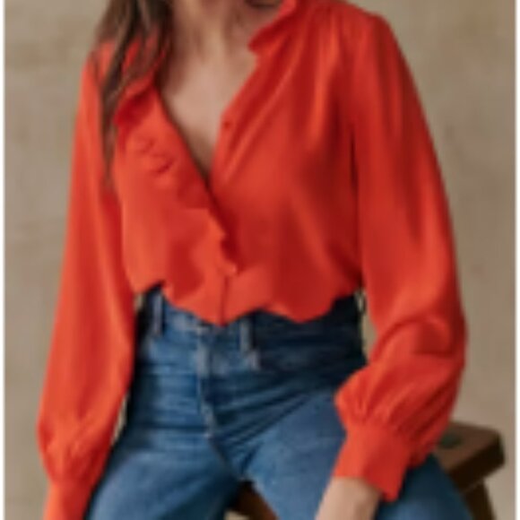 Sezane Chlo Shirt Rouge - Size 42 - Picture 1 of 4